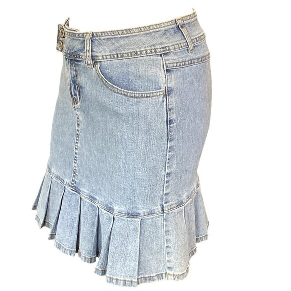 Angels Denim Pleated Skirt Jr Sz 5 Blue #310C - Picture 4 of 8